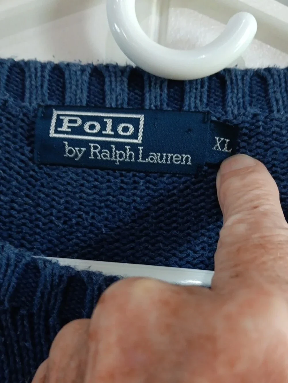 Vintage 90s Polo Ralph Lauren Cotton Knit Crewneck Sweater Blue Mens XL
